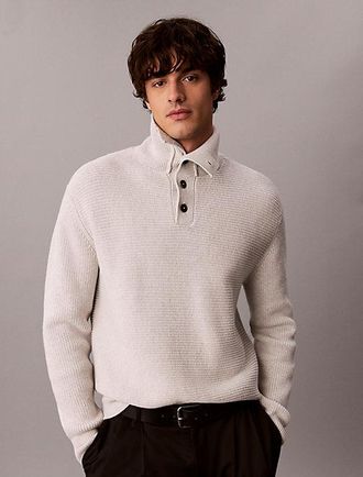 Calvin Klein Jersey Con Cuello Con Botones De Lana Y Algod&oacute;n