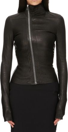 Rick Owens Gary Black Fitted Leather Jacket