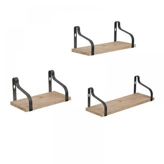 OEM Juego De 3 Estantes De Pared, Madera Maciza De Paulownia, Estructura Met&aacute;lica De Estilo Industrial, Para Sala De Estar, Dormitorio U Oficina