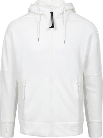 C.P. Company Diagonal Raised Fleece Goggle Zipped Hooded Sweatshirt - Heren - Vesten met rits - Wit - XL - Katoen - Hoodies & sweatvesten