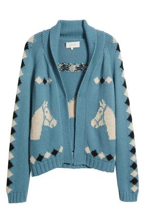 The Great. Stable Lodge Jacquard Cardigan in Blue Bell at Nordstrom, Size 0