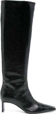 Khaite Black Square Toe Boots
