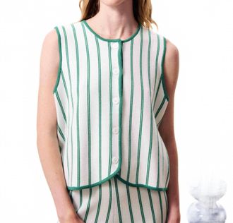 FRNCH Niagara Stripe Vest In Green