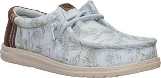 HeyDude Wally Washed Textile Mens Harbour Green/Multi Loafers - Size UK 10