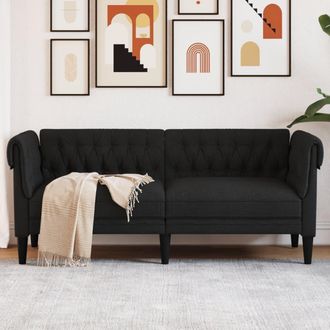 vidaXL Sof&aacute; Chesterfield De 2 Plazas Tela Negro Vidaxl