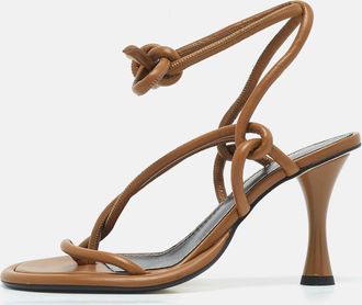 Proenza Schouler Brown Leather Pipe Ankle Wrap Sandals