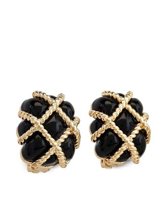 Kenneth Jay Lane quilted black clip-on earrings