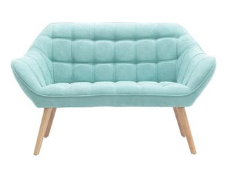 VENTE-UNIQUE.COM Sof&aacute; fijo poli&eacute;ster 2 plazas verde almendra 127x73cm