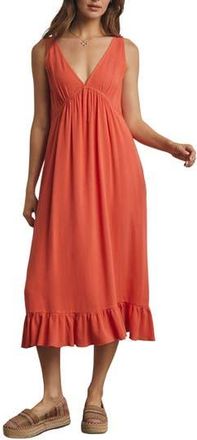Wishlist Ruffle Trim Midi Dress in Poppy at Nordstrom Rack, Size Medium