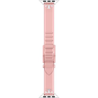 Tory Burch The Single T Jelly 16mm Apple Watch Watchband in Pink at Nordstrom