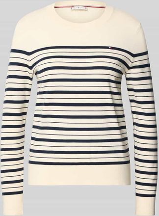 Tommy Hilfiger Regular Fit Strickpullover aus Baumwoll-Mix in Ecru, Gr&ouml;&szlig;e XXL