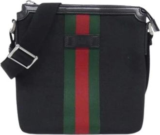 Gucci Pre-owned Cross Body Bags, male, Black, Size: ONE SIZE Pre-owned Canvas Shoulder Bag