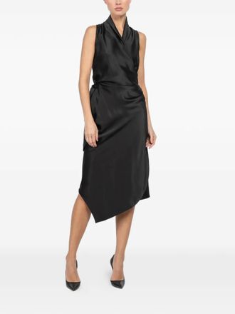 Peter Cohen tie-waist asymmetric dress - Zwart