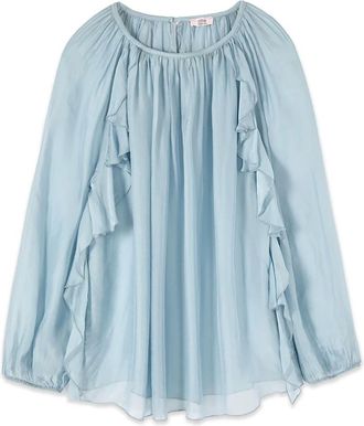Oltre Dames, Blouses & Shirts, Blauw, Maat: S Zijde