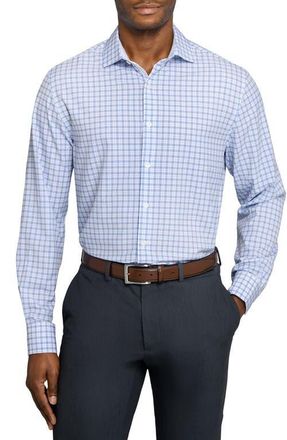 W.R.K Regular Fit Blue Check Performance Dress Shirt in White/Blue at Nordstrom, Size 16.5 - R