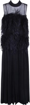 Alberta Ferretti Lange kanten jurk - Dames - Avondkleed - Zwart - S - Wol - Kleedjes