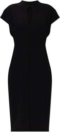 Jil Sander Jurk met decoratieve uitsnijding bij de halslijn - Dames - Casual kleedjes - Zwart - L - Wol - Kleedjes