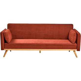 Beliani Beliani - Fabric Sofa Bed Click-Clack Sleeper Mechanism Minimalistic Red Asaa