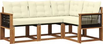 vidaXL Conjunto De Sof&aacute;s De Exterior 4 Uds. Natural Y Crema Vidaxl