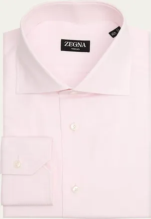 Ermenegildo Zegna Mens Trecapi Cotton Micro-Structure Dress Shirt