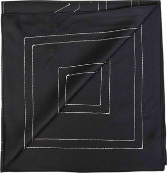 Toteme Womens Silk Scarf With Embroidered Monogram, Black Scarfs