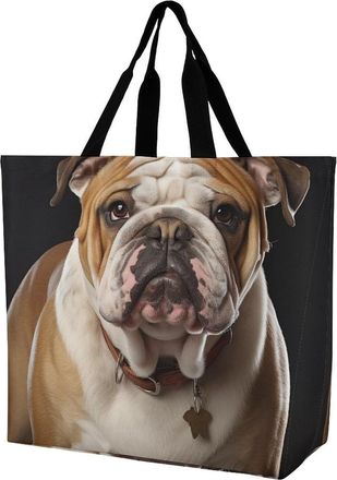 Generic English Bulldog Shoulder Bag Handle Shopping Bag Lightweight Tote Bags For Work Yoga Picnic