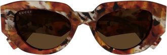 Gucci Havana zonnebril met rond montuur - Bruin