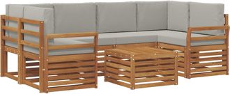 vidaXL Conjunto De Sof&aacute;s De Exterior 7 Uds. Gris Natural Y Claro Vidaxl