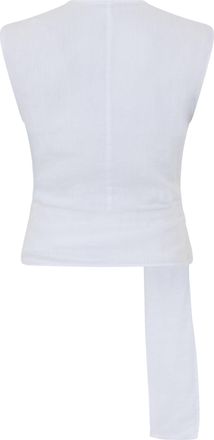 120% Lino Womens Sleeveless Linen Blouse White Blouses Shirt