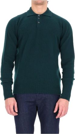 Drumohr Polo - Heren - Ronde hals truien - Groen - 2XL - Wol - Truien & Vesten