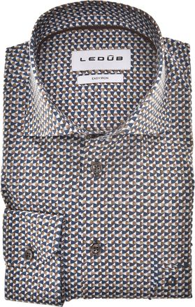 Led&ucirc;b overhemd Ledub Modern Fit New bruin geprint
