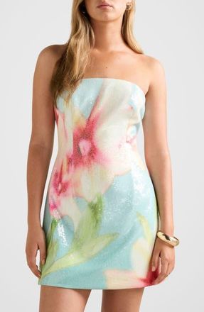 Ever New Ria Floral Sequin Strapless Minidress in Capella Floral at Nordstrom, Size 14