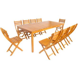 Sweeek 10-seater acacia garden table with rounded corners Natural 200x100x75 cm - Calena + Senora