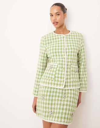 Sister Jane Dream Sister Jane tweed jacket in green - part of a set