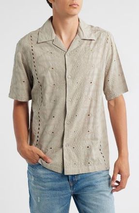 Nn.07 Julio 5392 Eyelet Embroidered Camp Shirt in Fog at Nordstrom Rack, Size Xx-Large