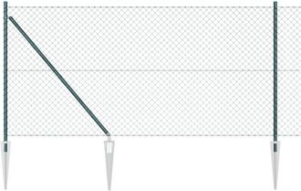 vidaXL Chain Link Fence with Posts Green 1 x 10 m Steel Vidaxl