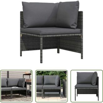 vidaXL vidaXL Divano modulare - Divano ad Angolo Modulare con Cuscini in Polyrattan Grigio