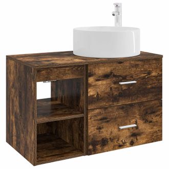 vidaXL Juego De Muebles De Ba&ntilde;o 2 Pcs Roble Ahumado Vidaxl