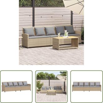 vidaXL Cuscini per divano - Divano da Giardino con Cuscini a 5 Posti Beige in Polyrattan