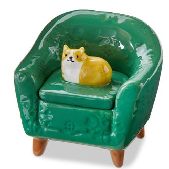 Tag Orange Cat Chair Lidded Trinket Box Multi Earthenware Everyday in Green at Nordstrom