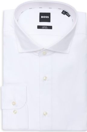 BOSS Hank Slim Fit Stretch Cotton Dress Shirt in Wht at Nordstrom Rack, Size 17.5R
