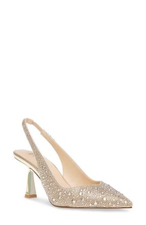 Betsey Johnson Clark Slingback Pointed Toe Pump in Light Gold at Nordstrom, Size 5.5