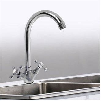 Trade Shop Trade Shop - Rubinetto Lavello Da Cucina Canna Alta Miscelatore Doppio Comando Cromato 52346