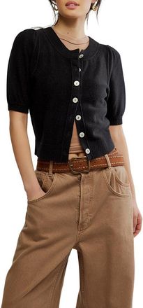 Free People Isla Elbow Sleeve Wool & Cashmere Blend Cardigan in Velvet Black at Nordstrom, Size X-Large