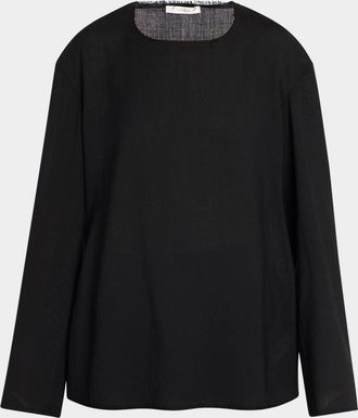The Row Cattaleya Raw-Edge Long-Sleeve Wool Top