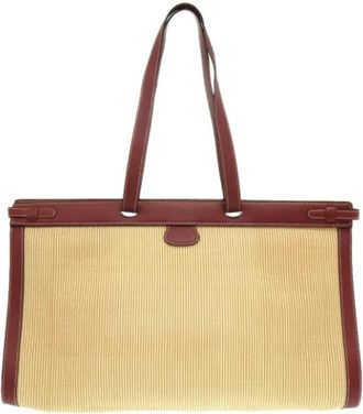 Herm&egrave;s Pre-owned Fabric handbags - Heren - Vintage Shopper - Beige - ONE Size - Vintage
