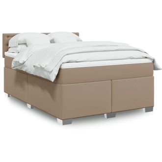 vidaXL Vidaxl - Cama Box Spring Con Colch&oacute;n Cuero Sint&eacute;tico Capuchino 140x190cm