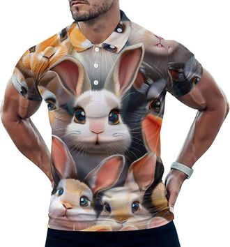 Generic Rabbit Bunny Mens Polo Shirts Short Sleeve Golf Shirt Casual T-Shirt Top for Work Athletic 2XL