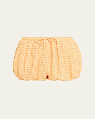 SIMKHAI Addie Textured Gingham Bubble Shorts
