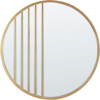 Beliani Specchio moderno da parete con cornice in MDF di forma rotonda e ganci in oro